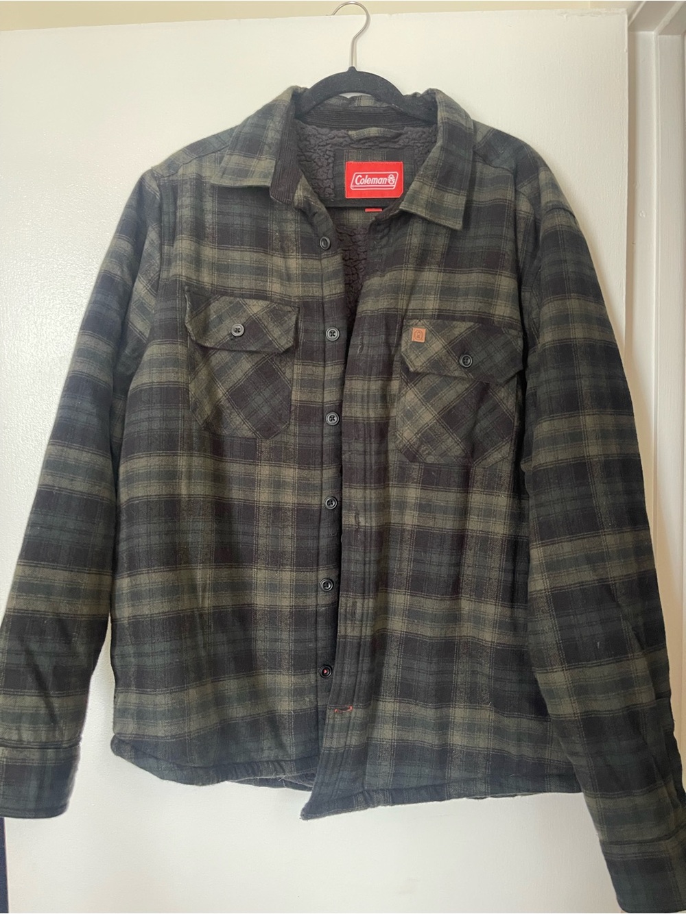 Coleman Green & Black Plaid Sherpa-Lined Shirt Jacket